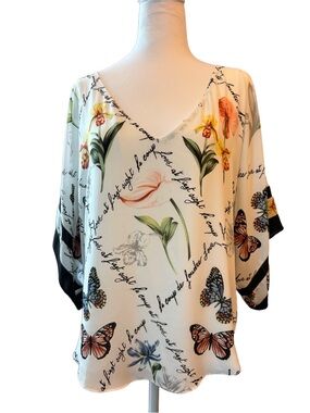 WHBM V-Neck Kimono Sleeve Blouse